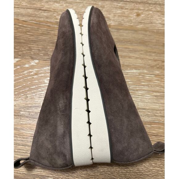 Eileen Fisher Humor Suede Leather Taupe Gray Wedge Ballet Flats Size 8 - Picture 9 of 11